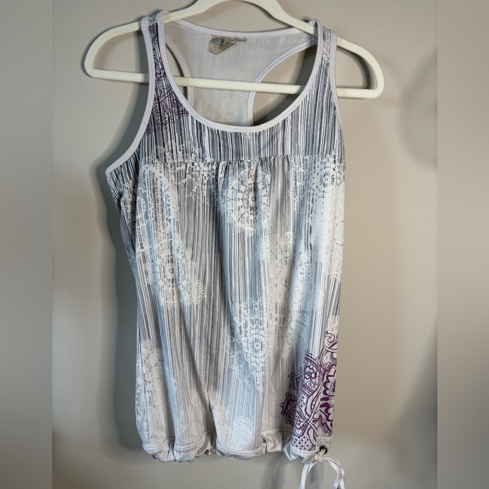 Athleta Gray and White bloused Tank Top‎ size L